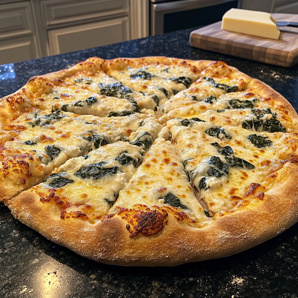 Pizza mit Spinat und Ricotta