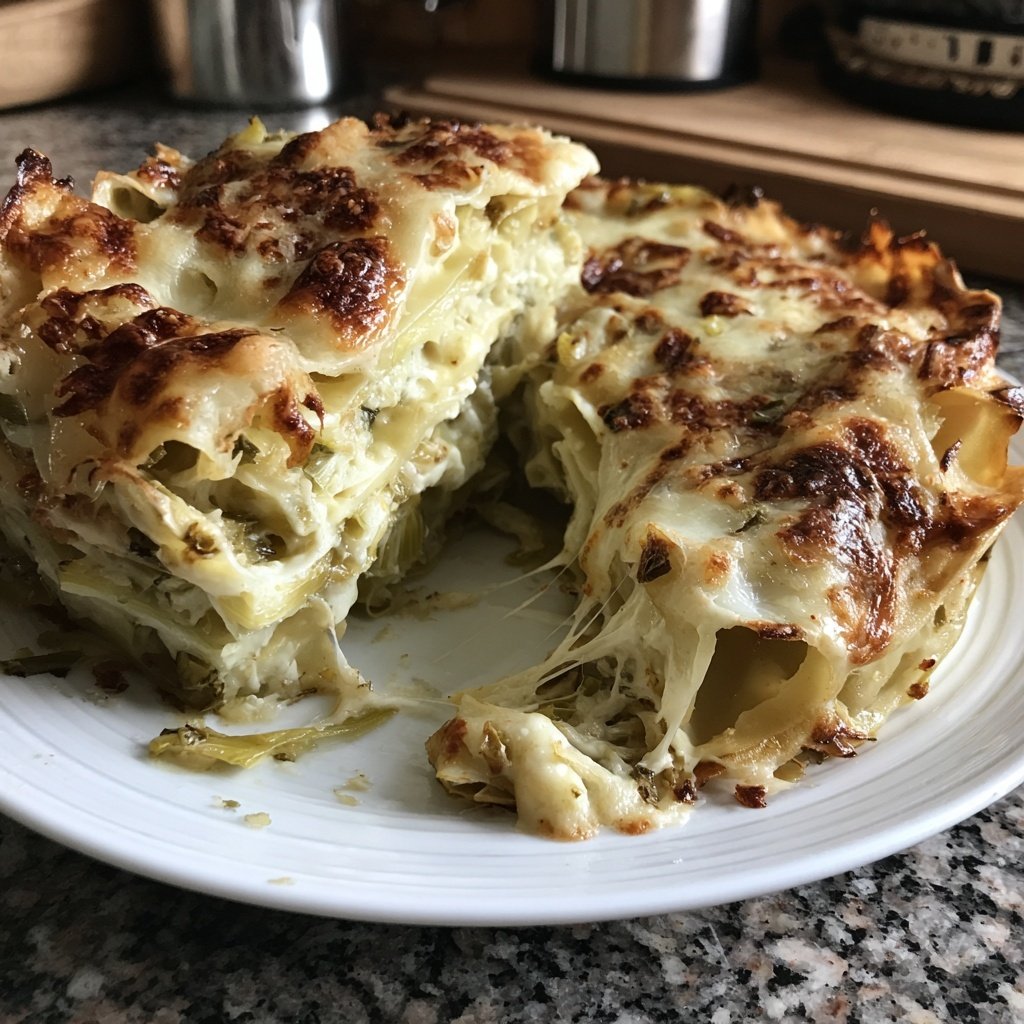 Nudelauflauf mit Lauch und Käse