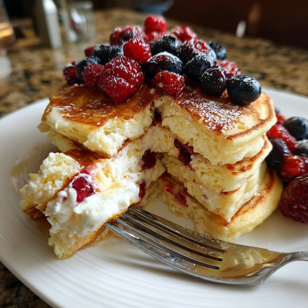 Pfannkuchen mit Quark und Beeren
