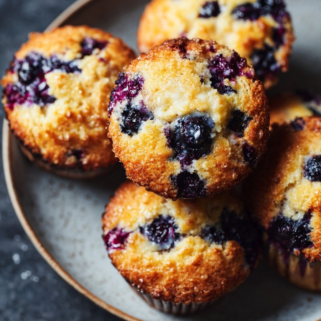 Muffins mit Blaubeeren und Zitronenglasur