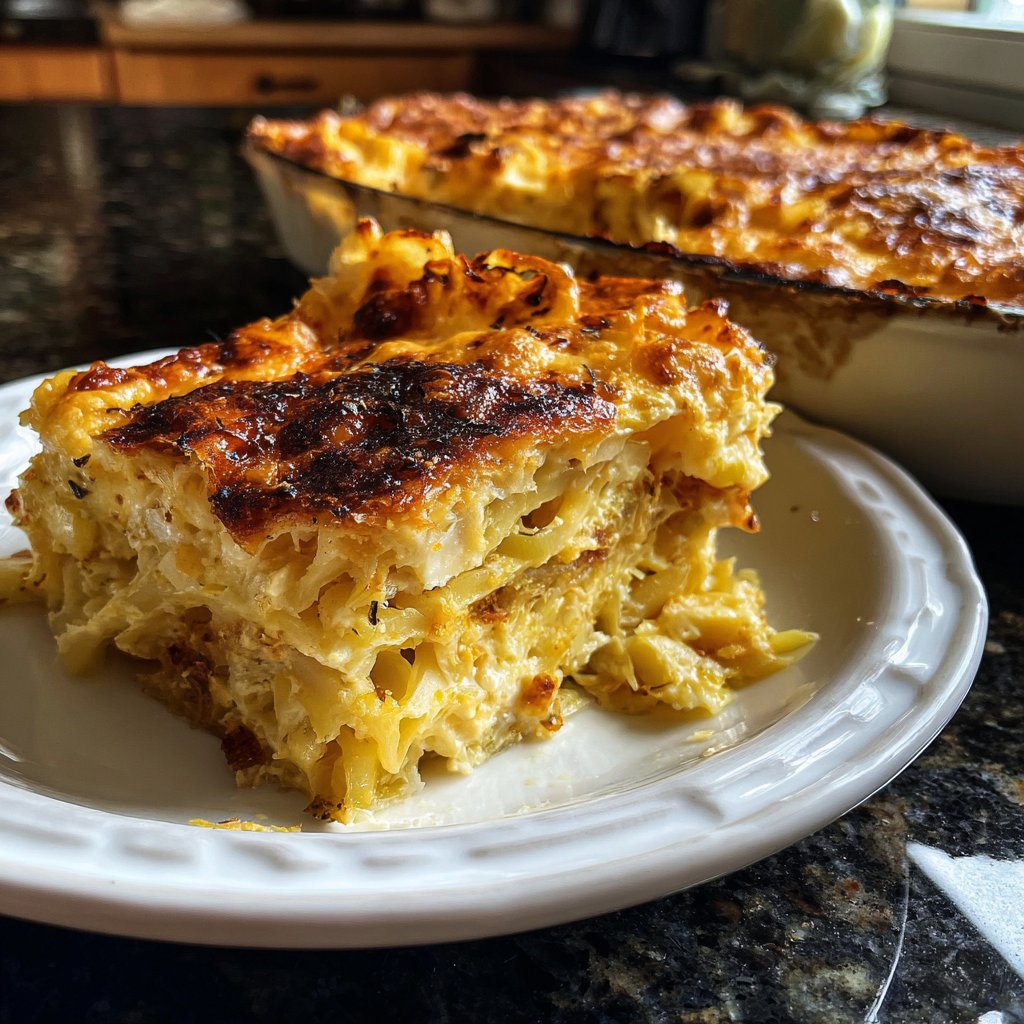 Nudelauflauf mit Lauch und Frischkäse