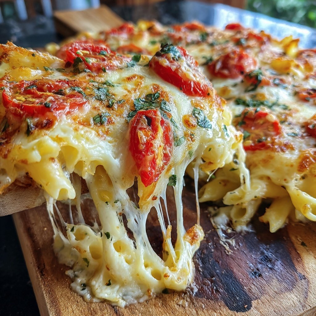 Nudelauflauf mit Tomaten und Mozzarella