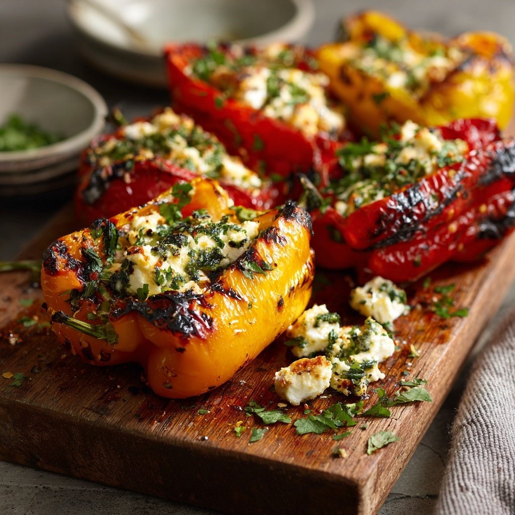 Gegrillte Paprika Mit Feta